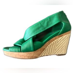 Cole Haan Green Espadrille Wedge Sandals